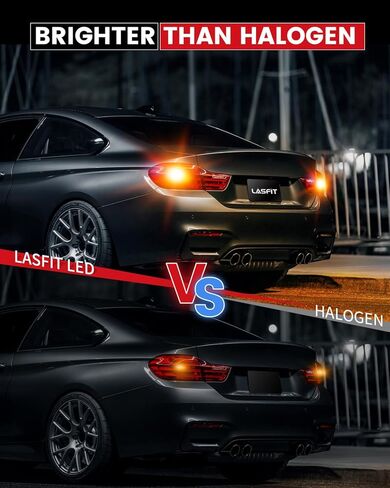 مصابيح إشارة الانعطاف LED LASFIT 3157، ترقية فائقة السطوع باللون الأصفر الكهرماني 3156 3057 4157 4057 LED، مصابيح بديلة مع جهاز عرض لأضواء العلامات الجانبية الوامضة الخلفية، قطعتان in Kuwait