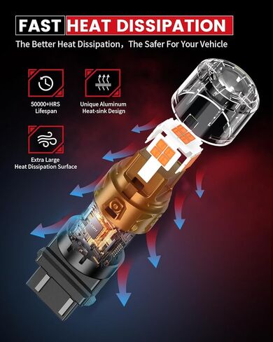 مصابيح إشارة الانعطاف LED LASFIT 3157، ترقية فائقة السطوع باللون الأصفر الكهرماني 3156 3057 4157 4057 LED، مصابيح بديلة مع جهاز عرض لأضواء العلامات الجانبية الوامضة الخلفية، قطعتان in Kuwait