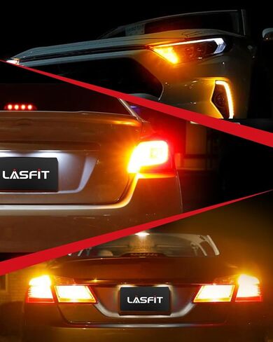 مصابيح إشارة الانعطاف LED LASFIT 3157، ترقية فائقة السطوع باللون الأصفر الكهرماني 3156 3057 4157 4057 LED، مصابيح بديلة مع جهاز عرض لأضواء العلامات الجانبية الوامضة الخلفية، قطعتان in Kuwait