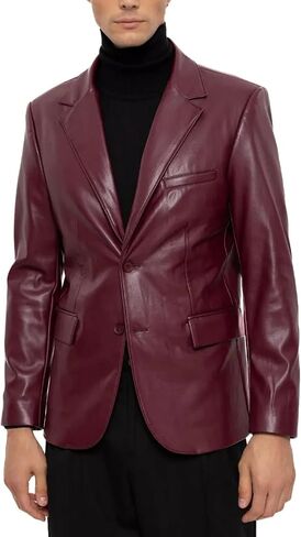Leather Blazer for Men Real Lambskin Mens Leather Blazer Classic 2 Buttons Black Leather Blazer Men Sport Coat in Saudi Arabia