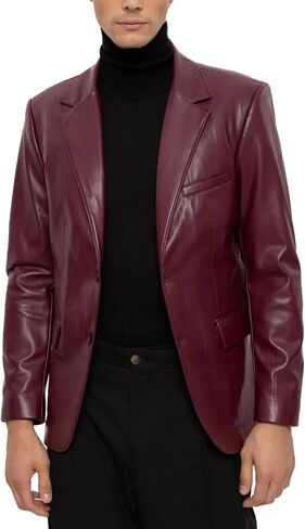 Leather Blazer for Men Real Lambskin Mens Leather Blazer Classic 2 Buttons Black Leather Blazer Men Sport Coat in Saudi Arabia