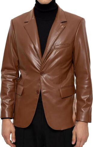 Leather Blazer for Men Real Lambskin Mens Leather Blazer Classic 2 Buttons Black Leather Blazer Men Sport Coat in Saudi Arabia