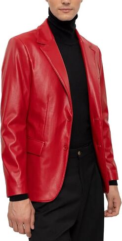 Leather Blazer for Men Real Lambskin Mens Leather Blazer Classic 2 Buttons Black Leather Blazer Men Sport Coat in Saudi Arabia