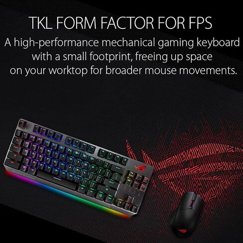 لوحة مفاتيح الألعاب الميكانيكية ASUS ROG Strix Scope TKL Electro Punk، مفاتيح Cherry MX الحمراء، مفتاح Ctrl أوسع 2X للحصول على دقة أكبر في الثانية، لوحة مفاتيح ألعاب للكمبيوتر الشخصي، إضاءة Aura Sync RGB، تبديل سريع، وردي in Kuwait