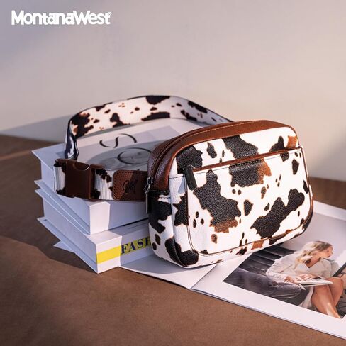 Montana West Cow Print Fanny Packs for Women Everywhere Belt Bag Crossbody Waist Packs with Adjustable Strap in Saudi Arabia
