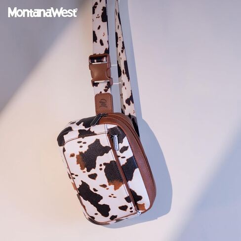 Montana West Cow Print Fanny Packs for Women Everywhere Belt Bag Crossbody Waist Packs with Adjustable Strap in Saudi Arabia