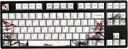 JSJT Plum Blosoom Keycaps أغطية مفاتيح يابانية 80 مفتاحًا أغطية مفاتيح مخصصة PBT Dye Sublimation Cherry Profile Keycaps مناسبة لتخطيط ANSI/ISO 61/64/67/68 Cherry MX Swtich لوحة مفاتيح ميكانيكية للألعاب... in Kuwait