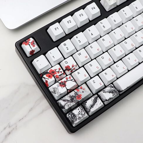 JSJT Plum Blosoom Keycaps أغطية مفاتيح يابانية 80 مفتاحًا أغطية مفاتيح مخصصة PBT Dye Sublimation Cherry Profile Keycaps مناسبة لتخطيط ANSI/ISO 61/64/67/68 Cherry MX Swtich لوحة مفاتيح ميكانيكية للألعاب... in Kuwait
