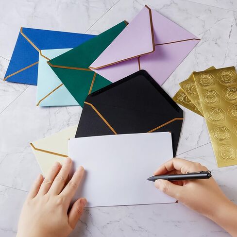 30 Pack Thick 5x7 Envelopes with Gold Border, A7 Thick Paper Greeting Cards Envelopes with Stickers for Invitation (Cream Color, 7.24x5.24 inches) in Saudi Arabia
