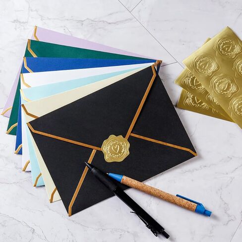 30 Pack Thick 5x7 Envelopes with Gold Border, A7 Thick Paper Greeting Cards Envelopes with Stickers for Invitation (Cream Color, 7.24x5.24 inches) in Saudi Arabia