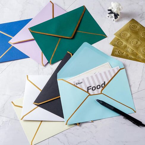 30 Pack Thick 5x7 Envelopes with Gold Border, A7 Thick Paper Greeting Cards Envelopes with Stickers for Invitation (Cream Color, 7.24x5.24 inches) in Saudi Arabia