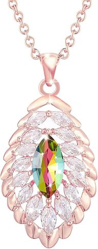 Oval Crystal Pendant Drop Dangle Necklaces for Women Glod Plated Costume Jewelry in Saudi Arabia