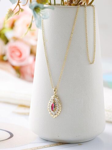Oval Crystal Pendant Drop Dangle Necklaces for Women Glod Plated Costume Jewelry in Saudi Arabia