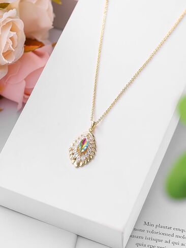 Oval Crystal Pendant Drop Dangle Necklaces for Women Glod Plated Costume Jewelry in Saudi Arabia