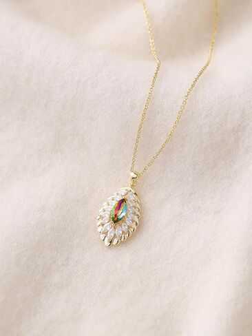 Oval Crystal Pendant Drop Dangle Necklaces for Women Glod Plated Costume Jewelry in Saudi Arabia