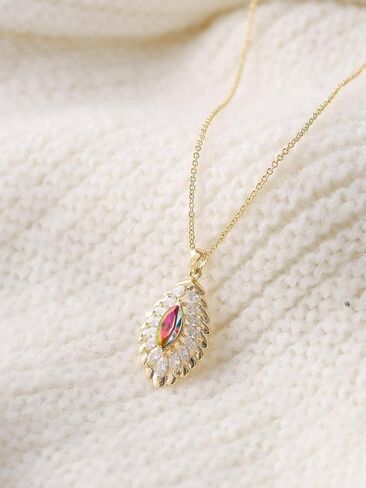 Oval Crystal Pendant Drop Dangle Necklaces for Women Glod Plated Costume Jewelry in Saudi Arabia