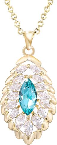Oval Crystal Pendant Drop Dangle Necklaces for Women Glod Plated Costume Jewelry in Saudi Arabia