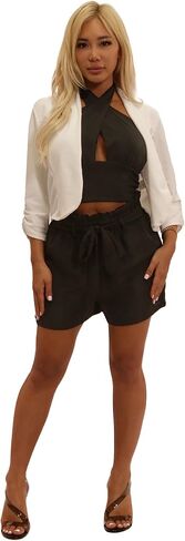 ShoSho Womens Bohemian Casual Paper Bag Waist Shorts Spring Summer Bottoms Relaxed Loose Fit with Waist Tie in Saudi Arabia