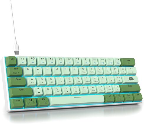 لوحة مفاتيح Ussixchare 60 بالمائة ميكانيكية RGB سلكية 60% لوحة مفاتيح للألعاب باللون الأزرق مع أغطية مفاتيح بإضاءة خلفية PBT لألعاب الكمبيوتر الشخصي التي تعمل بنظام Windows (مفتاح بحري/أحمر) in Kuwait