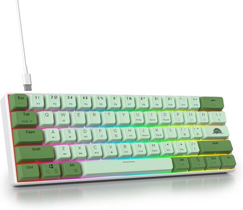 لوحة مفاتيح Ussixchare 60 بالمائة ميكانيكية RGB سلكية 60% لوحة مفاتيح للألعاب باللون الأزرق مع أغطية مفاتيح بإضاءة خلفية PBT لألعاب الكمبيوتر الشخصي التي تعمل بنظام Windows (مفتاح بحري/أحمر) in Kuwait