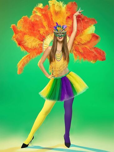 Mardi Gras Tights Purple Yellow Green Dance Leggings for Party Costume Supplies in Saudi Arabia