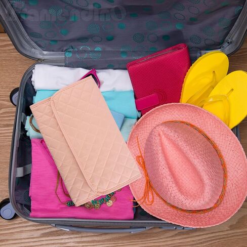 Framendino, Pink Travel Jewelry Case Organizer Foldable Jewelry Storage Roll Jewelry Travel Pouch Wallet for Earrings Rings Necklaces Bracelets in Saudi Arabia