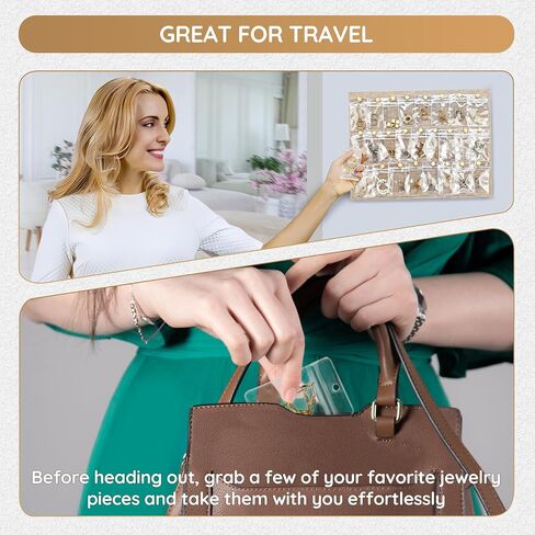Portable Hanging Jewelry Organizer - Felt Board Hanging Organizer with Pockets - Perfect for Necklace Holder, Earring Holder, Travel Jewelry Organizer, and Wall Jewelry Organizer in Saudi Arabia