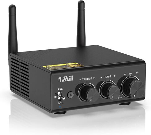 مضخم صوت رقمي بلوتوث 1Mii، جهاز استقبال مضخم صوت ستيريو بلوتوث 5.0 طويل المدى 2.1 قناة صغيرة هاي فاي بلوتوث لمكبرات الصوت المنزلية، التحكم في الجهير والتريبل in Kuwait