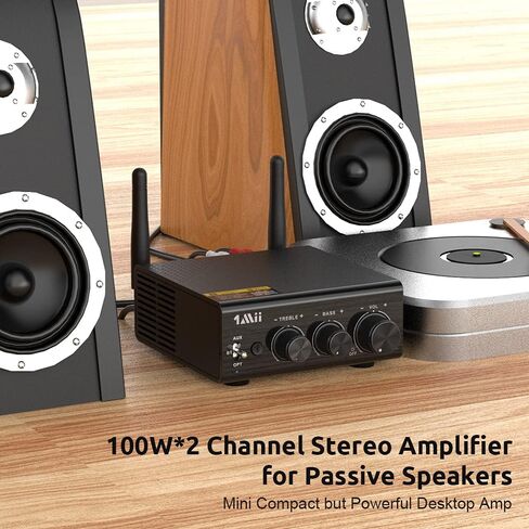 مضخم صوت رقمي بلوتوث 1Mii، جهاز استقبال مضخم صوت ستيريو بلوتوث 5.0 طويل المدى 2.1 قناة صغيرة هاي فاي بلوتوث لمكبرات الصوت المنزلية، التحكم في الجهير والتريبل in Kuwait