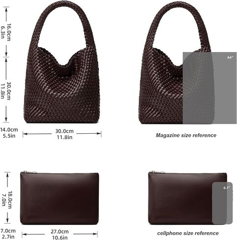 Woven Bags for Women Tote Purse: Vegan Leather Shoulder Handbags - Medium Beach Tote Bags - Handwoven Satchel Underarm Purse in Saudi Arabia