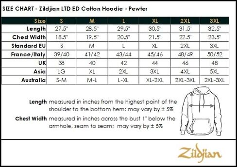 Avedis Zildjian Company Standard Zildjian LTD ED Cotton Hoodie PEW LG, Pewter in Saudi Arabia