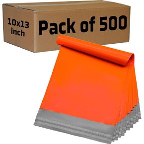 [ 500-PACK I 10"x13" I Orange ] Poly Mailers 2.5 Mil Thickness Medium Shipping Bags for Clothing Mailing Mailer Shipping Bags for Business Strong Adhesive Self Sealing Waterproof (500-Pack)
