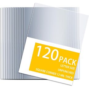 120 Pack Binding Covers Set, 12 Mil Clear Binding Covers, Clear Report Covers for Binding, Clear Cover Sheets for Binding, Binding Supplies, Letter Size 8.5x11 Inches