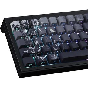 Tsungup PBT Keycaps - Side Printed Keycap Set,135 Keys Bamboo Sea Custom Keycaps Gradient Grey Shine Through Keycaps,Cherry Profile Keyboard Keycaps for Cherry MX Switches Mechanical Keyboards