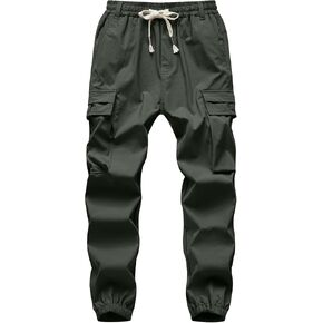 Boy's Cargo Joggers Pants Youth Quick Dry Hiking Lightweight Pants for Sports Outdoor Sweatpants with Zipper Pockets