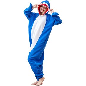 Blue Shark Onesie Pajamas Adult Cosplay Costume Halloween