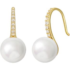 SWEETV Classical Pearl Dangle Drop Earrings for Women, Pearl Hook Earrings, Wedding Bridal Earrings for Brides Bridesmaids,Prom Jewelry Gifts