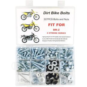 Xitomer 227 PCS Plastics Engine Exhaust Bolts Kit Fit For DR DRZ DR-Z400 DRZ400 DRZ 200 250 350 DRZ 400 650 DR 70 100 110 125 / V-STORM 650 & 1000, Full Sets complete Fairing bodywork Bolts