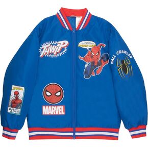 Marvel Amazing Spider-Man Queens NY Boys Bomber Jacket, Zip-Up Varsity Jacket for Kids and Toddlers