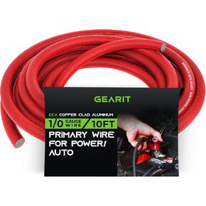 GearIT 0 Gauge CCA Ground Wire (25FT Each - Black and Red) All-in-One Kit: Crimping Tool, Cutter, 10 Lugs, and 20 Heat Shrink Wrap