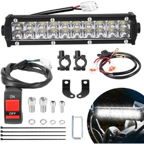 Motorcycle LED Light Bar & ON-OFF Switch Headlight kit for CRF110 CRF250F KLX110 TTR110 TTR110E RM85 YZF450 60W Motocross LED Light Kit Universal for 7/8" 22mm Handlebars Pit Dirt Bike Plug and Play