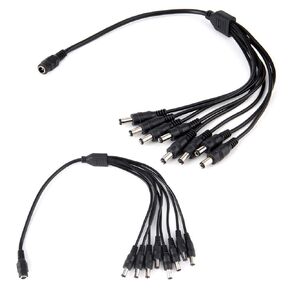 3-Pack DC 1 Female to 4 Male Way Output Power Splitter Cable Y Adapter for CCTV Security Cameras and LED Strip Lights