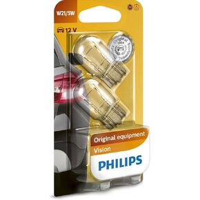 PHILIPS Vision W21/5W 12066B2 Indicator Bulbs Pack of 2 in Blister Pack