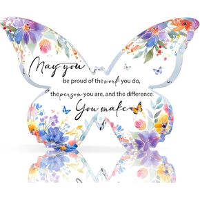 Thank You Gifts, Thank You Plaque, Inspirational Gifts for Women, Butterfly Office Desk Decoration Accessories, Appreciation Gifts for Teachers, Friends, Coworkers