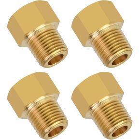 1/8" NPT to 3/8-24" Adapter Fitting - Brass Inverted Flare Female Brake Line Adapter Fitting for Brake Hydraulic Lines, Refrigerant Lines, Fuel Lines (4PCS)