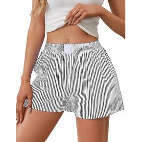 MISSACTIVER Women’s Y2K Striped Pajama Shorts Sexy Elastic Low Waist Pajama Bottoms Boxers Pj Bottoms Lounge Sleepwear