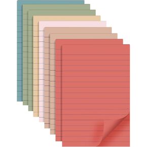 9 Pads Lined Sticky Notes 4x6 in Post, Vintage Colors Self Pad Its, Super Sticking Power Memo Pads Its, 40 Sheets/pad