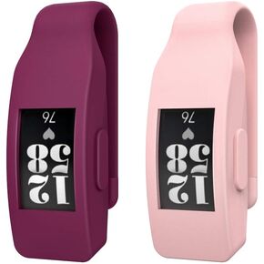 MoKo 2-Pack Clip Holder Compatible with Fitbit Inspire/Inspire HR, Soft Silcone Clip Clasp Case Women Men for Fitbit Inspire/Inspire HR - Black & Navy Blue