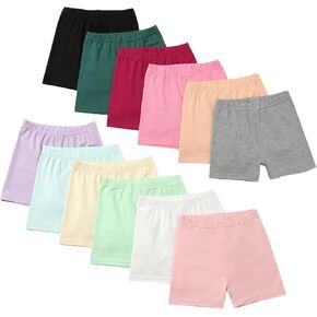 12 Pack Girls Bike Shorts Kids Cotton Cartwheel Shorts Under Dress for Toddler Girls Solid Dance Safety Shorts