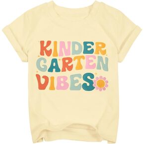 First Day of Kindergarten Shirt Kids Back to School Boys Girls Shirts Funny Kindergarten Vibes Graphic Tee Short Sleeve Tops